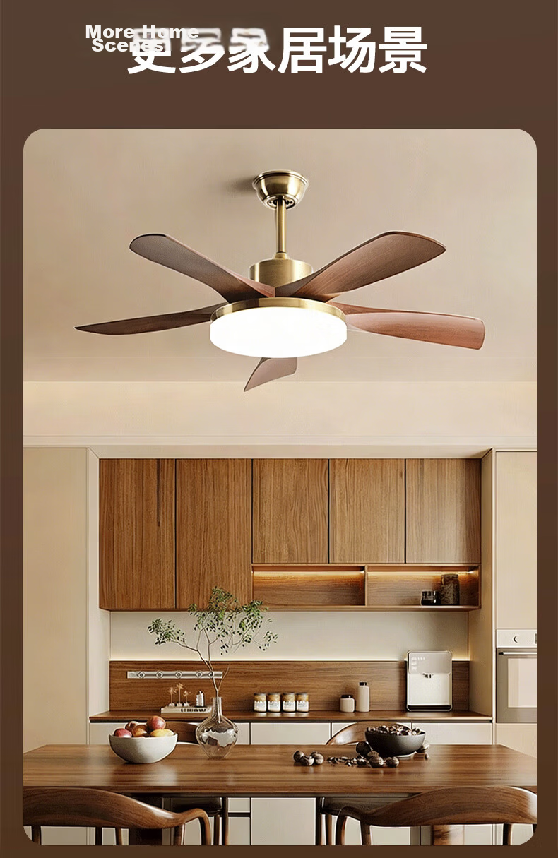 ASUS Lighting American Cree LED Fan Light French Vintage Style Living Room Dining Room Direct Blade Ceiling Fan Light Silent 26