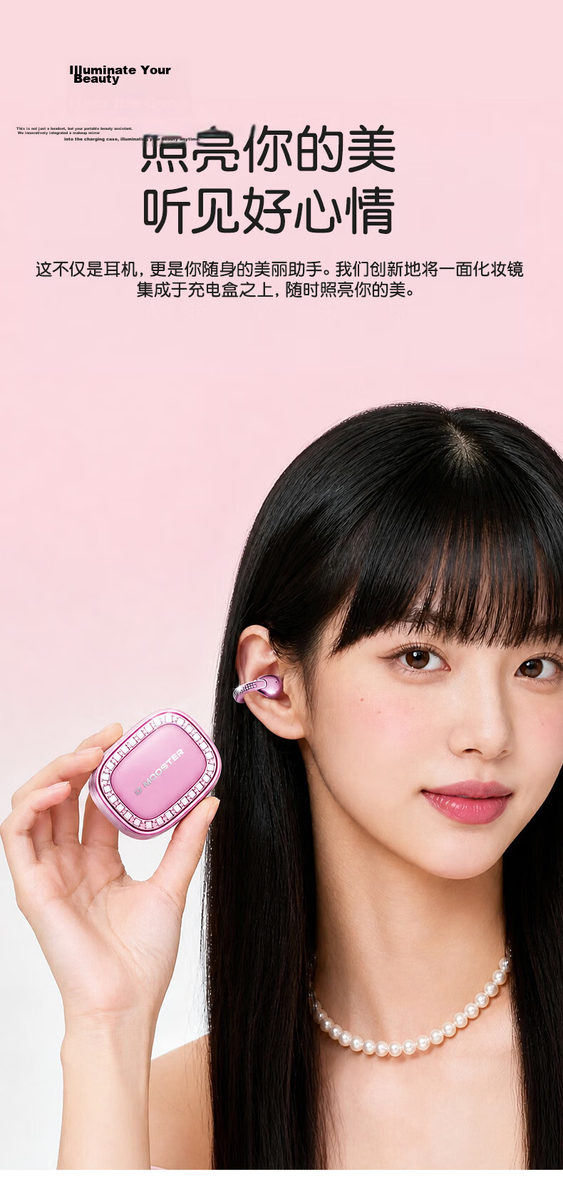 Elephant Trunk [High-Value Flowing Crystal Diamond] 2026 Latest Dual-Mode AI Translation Monster Wireless Bluetooth Earphones Ear-Hook Clip-On Call Noise Cancelling Ultra-Long Battery D101 Blue 6