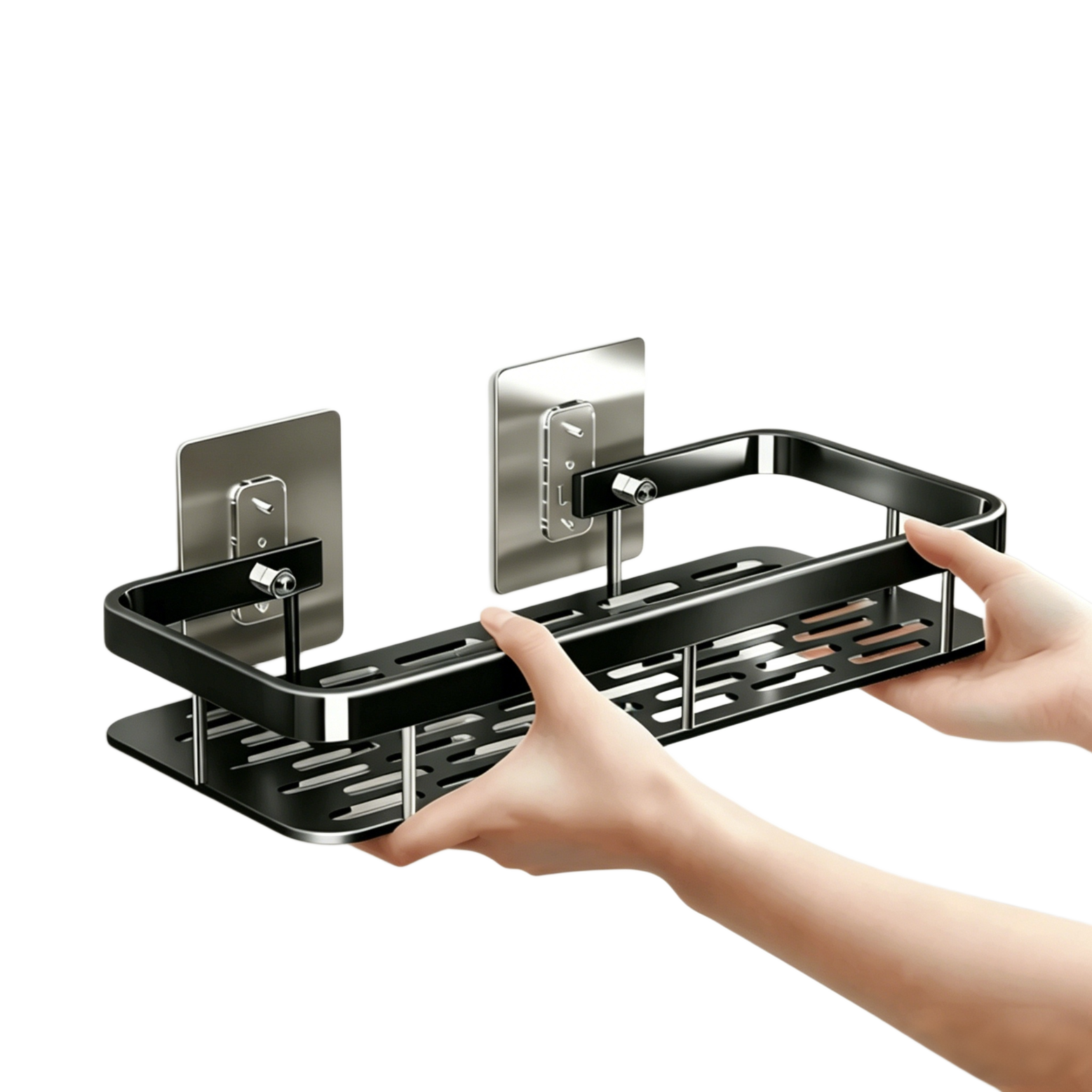 Xinpei Space Aluminum Bathroom Square Storage Rack, No Drilling Required, Wall-Mounted for Bathroom Vanity And Kitchen Storage