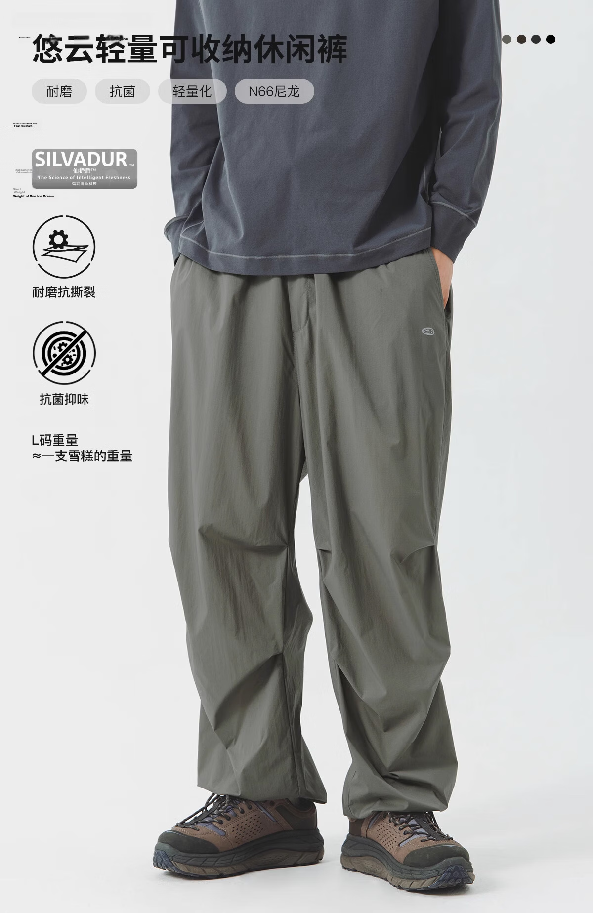 Lanqi Youyun Spring Summer Ultra-Light Ultra-Thin Antibacterial Casual Outdoor Lightweight Paratrooper Pants for Men Dark Gray L 1
