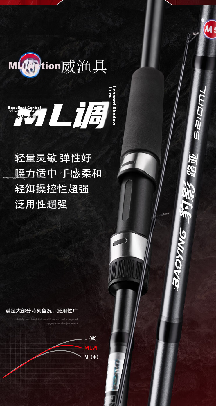 Guangwei [Lure Fishing Set with Line and Bait] Leopard Shadow Lure Rod Straight Handle Smooth Blackfish Bass 2.1ML Fast Action 2