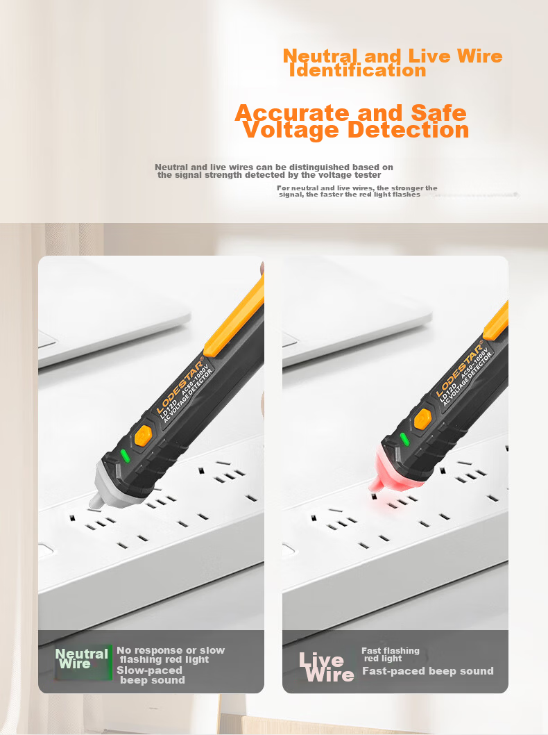 LODESTAR Non-Contact Voltage Tester Pen with Sound and Light Alarm for Electricians 50~1000V LD12D 6