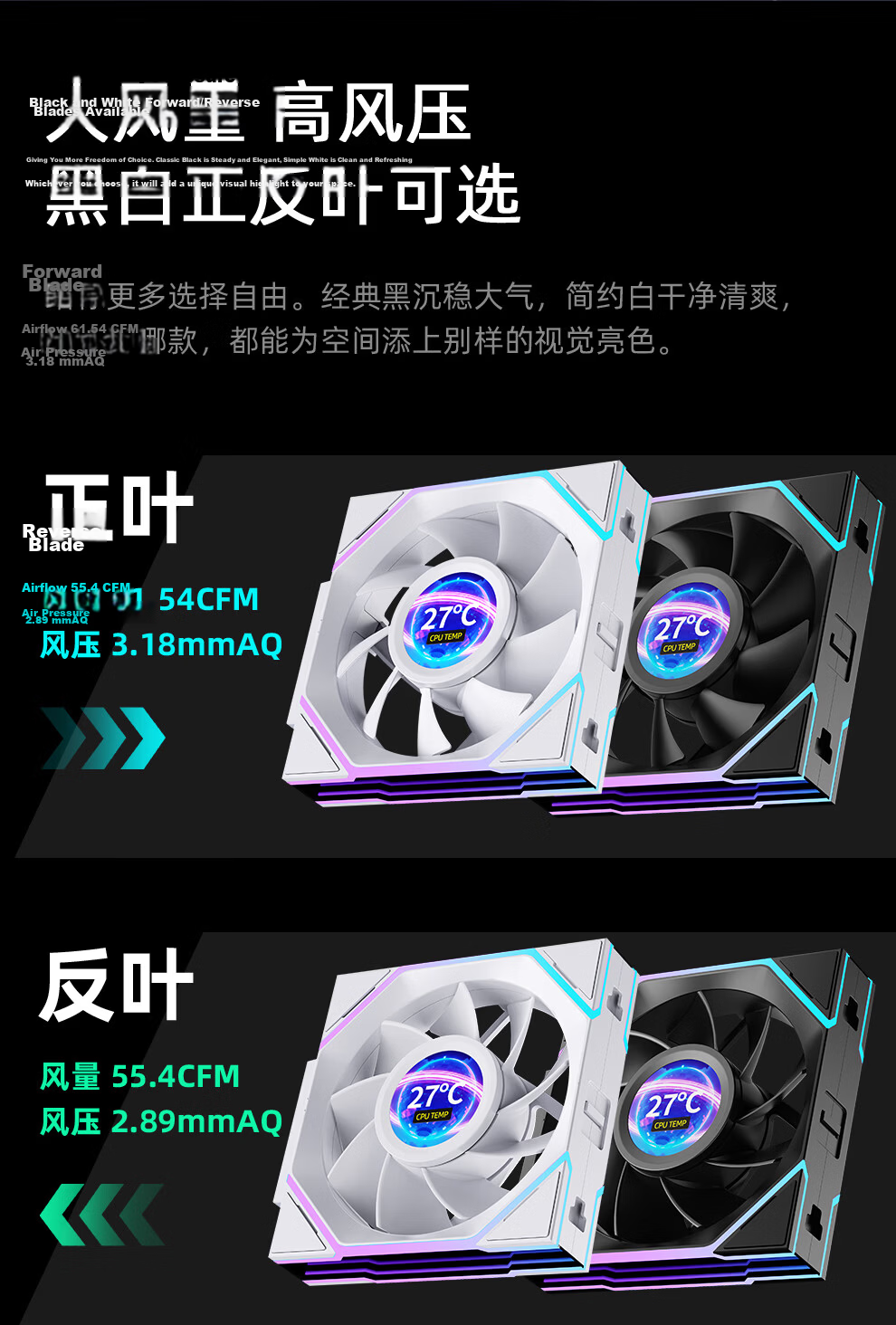 Jungle Leopard Interstellar Building Blocks V4 LCD [Black Reverse Leaf] Screen Display Fan with Connector 8