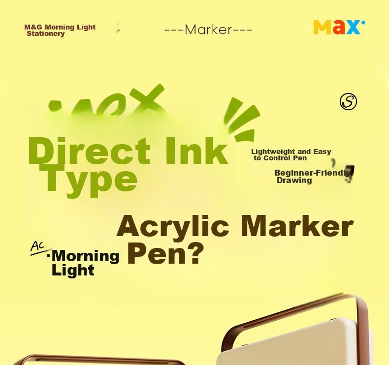 M&G 36-Color Acrylic Marker Pens MAX Foldable Direct Ink Children's Student Drawing Graffiti Hand-Painted Birthday Gift 30