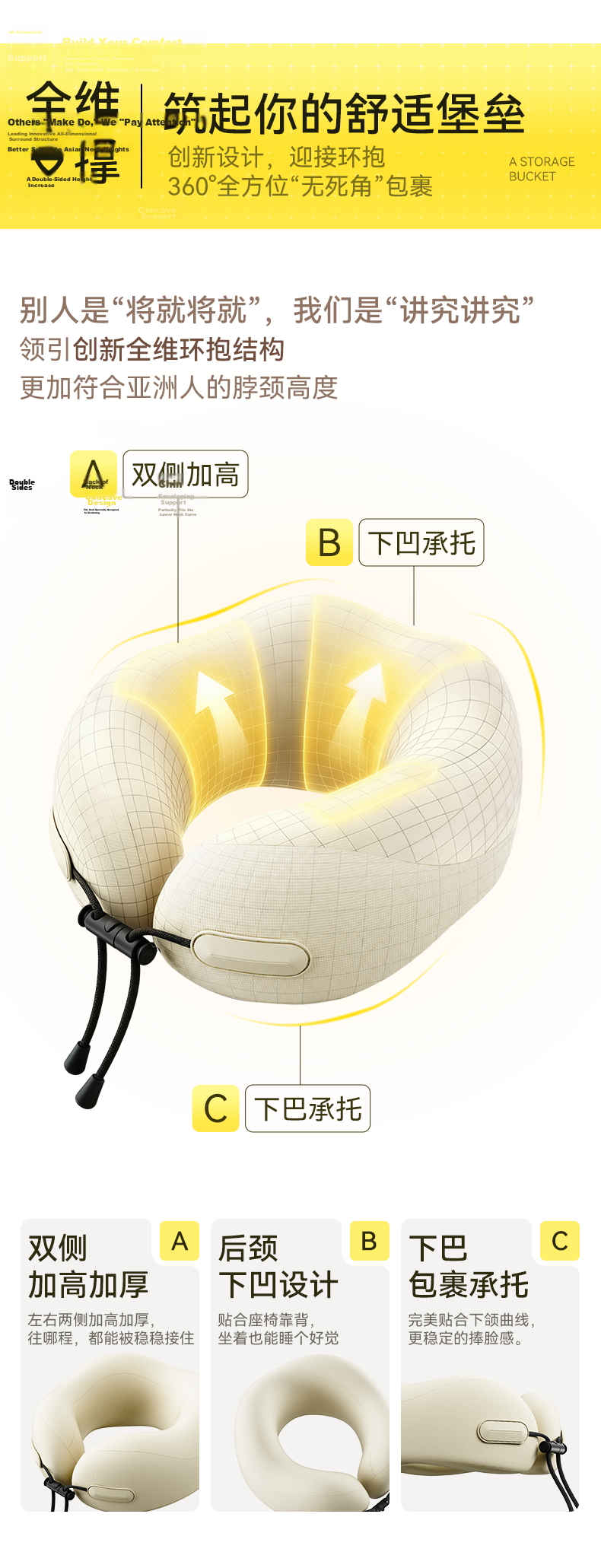 Zhiguozhe Earplugs and Eye Mask Set with U-Shaped Neck Pillow Portable Travel Sleep Cervical Support Pillow 10