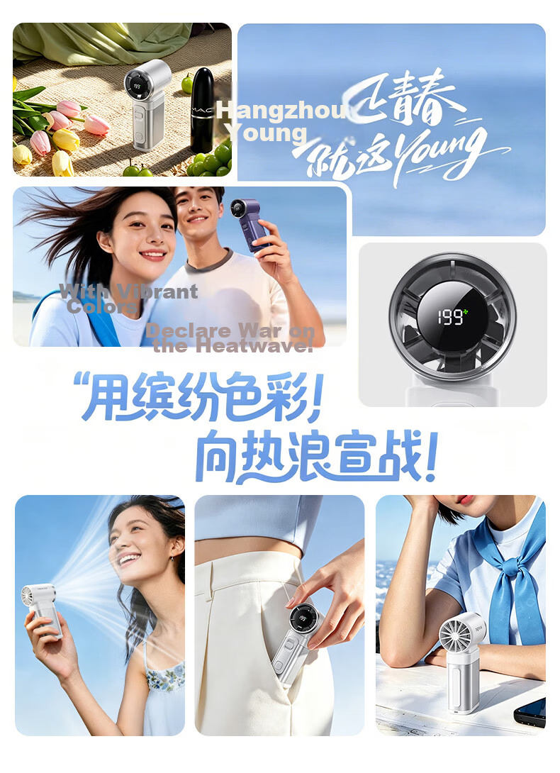 REMAX 16°C Cooling Mini Air Conditioner High-Speed Handheld Fan Foldable Portable Outdoor Desktop USB Neck Hanging Rechargeable Silent Long Battery Life Small Fan for Students Dormitory 17