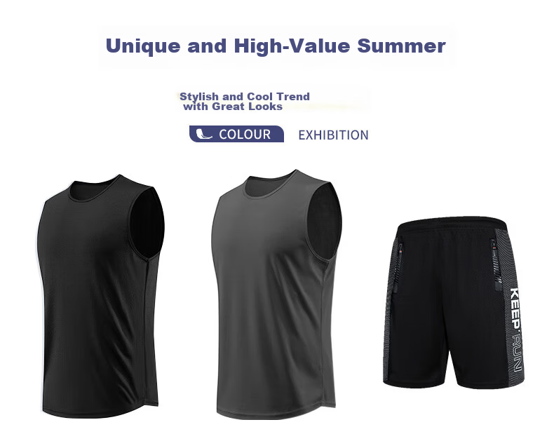 BURUITE Men's Fitness Clothing Sports Vest Set Ice Silk Quick-Dry Summer Running Basketball Training Sleeveless T-Shirt Gear 11