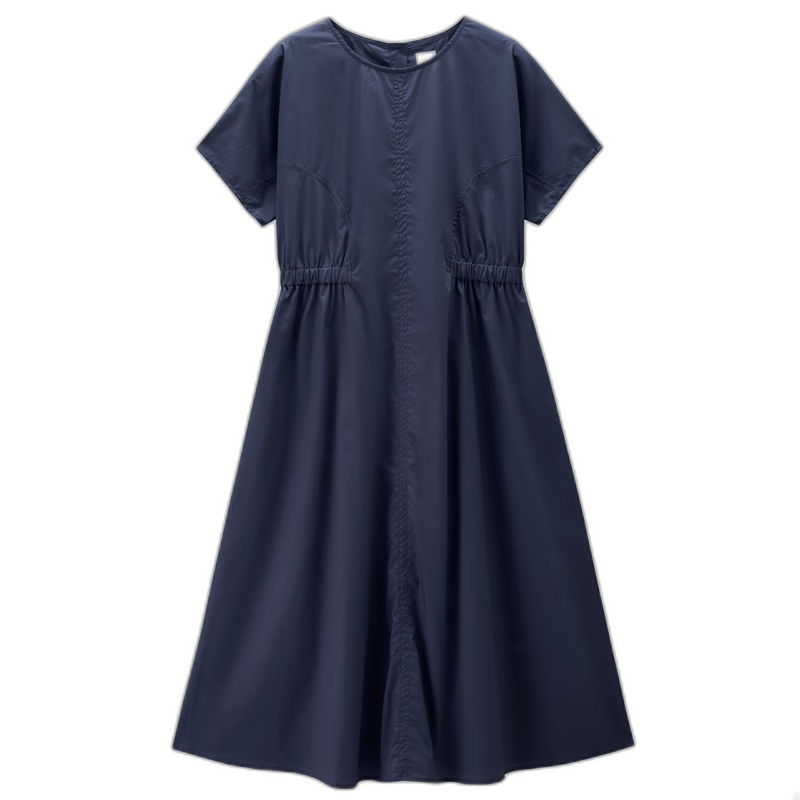 Giordano Women's Short Sleeve Dress 2026 Summer Pure Cotton Waist Slimming Round Neck Sleeve Dress 05466082