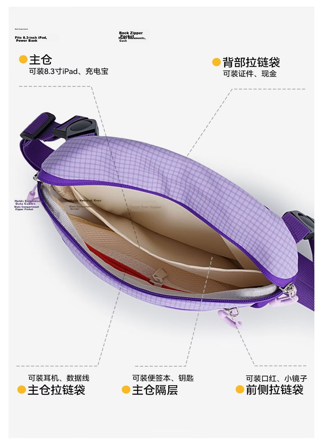 361° Women's New Dopamine Sports Crossbody Bag Outdoor Lightweight Large Capacity Chest Bag Casual Versatile Phone Bag 10