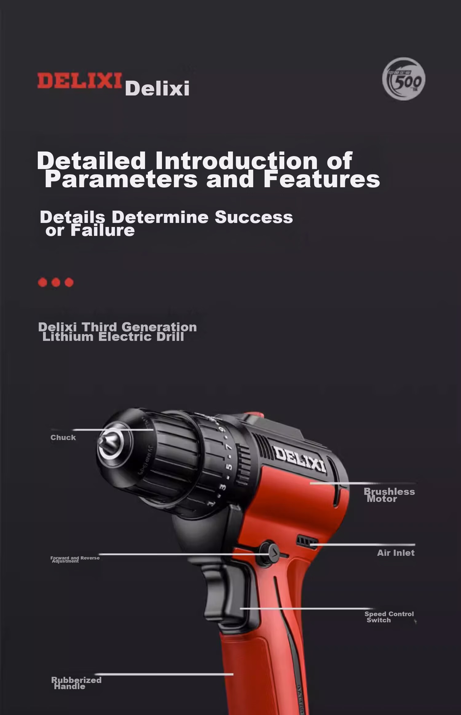 Delixi Electric 16.8V Brushless Cordless Lithium Battery Hand Drill Electric Screwdriver Tool Kit 37