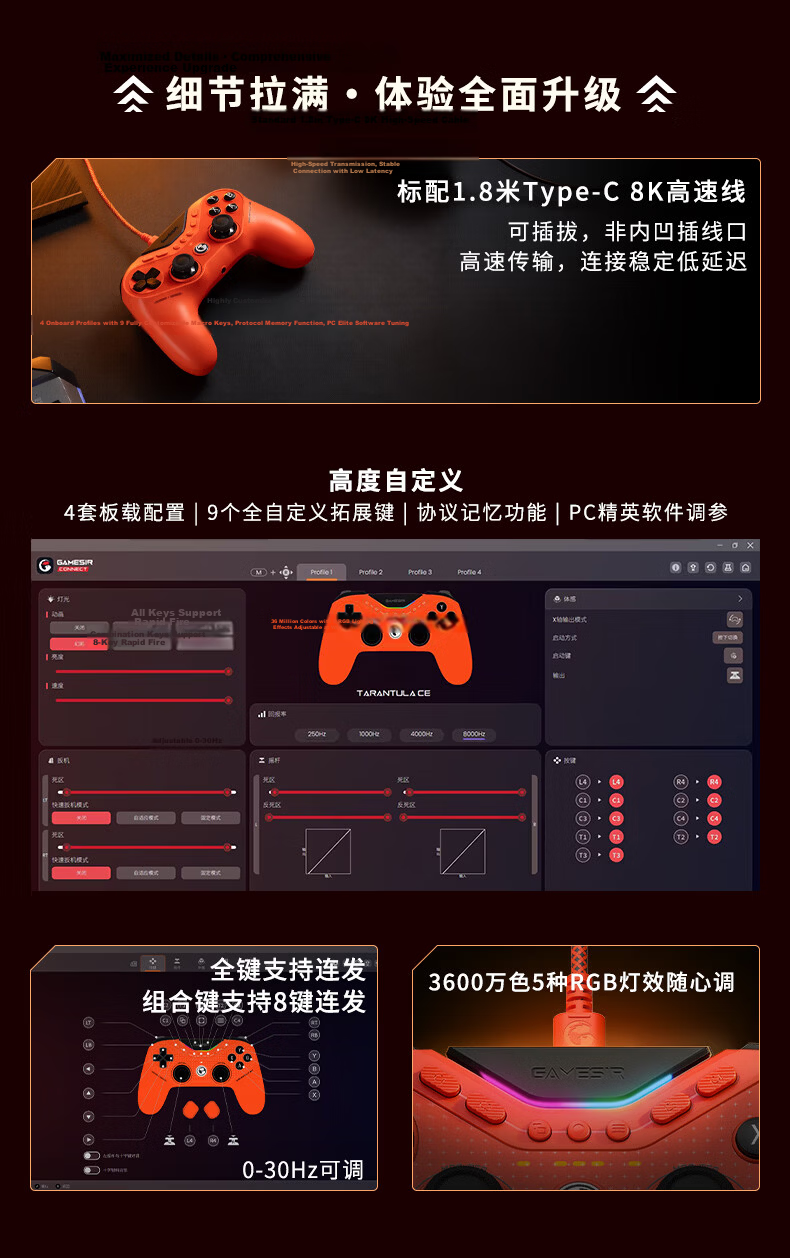 Gaisel Little Chicken Nine-Tailed Fox Microsoft Licensed Xbox Wired Symmetrical Game Controller TMR Joystick Dual Trigger for PC Steam 5