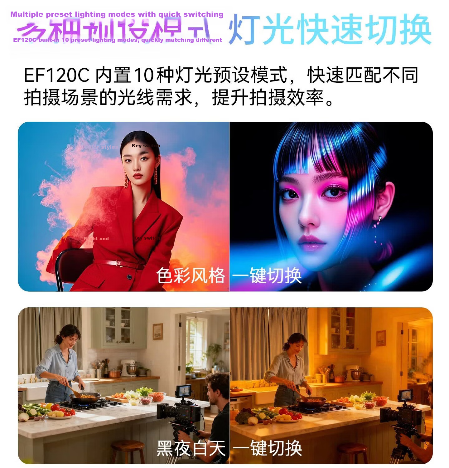 JINBEI EF120W Live Streaming Fill Light Beauty Soft Light Portable Indoor Outdoor Photography Video Lighting Studio Portrait Makeup Hair Light COB Continuous Film Light 32