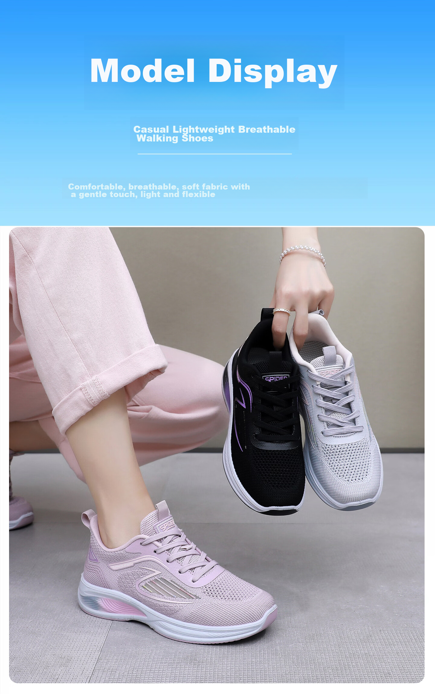 BURUIJING Summer Women's Shoes Old Beijing Cloth Shoes Women's Mesh Shoes Mesh Surface Mom Sports Casual Shoes 68879 Light Gray Size 40 15