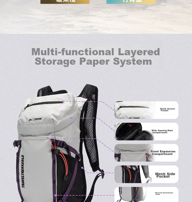 Anta × National Geographic [Wang Yibo Edition] TT12 Outdoor Baichuan Backpack Double Shoulder Travel Hiking Bag 5