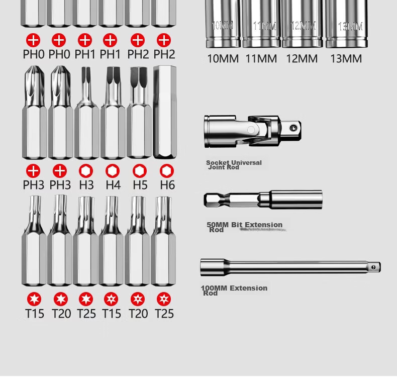 DELIXI ELECTRIC Ratchet Wrench Set Socket Wrench Cycling Toolbox Screwdriver Set Motorcycle Repair 41-Piece Kit 27