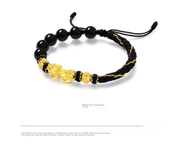 CHOW TAI SENG Gold Pixiu Bracelet for Men and Women, Pure Gold Wealth Beads Couple Bracelet, Birthday Gift for Girlfriend 6