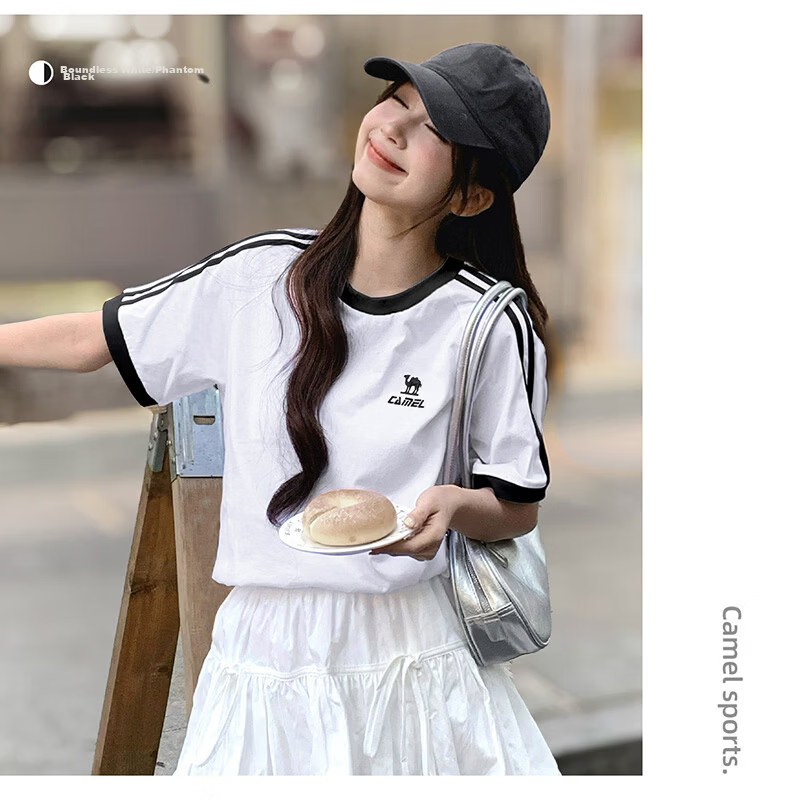 CAMEL Dilireba Style Short Sleeve Soft Cotton T-Shirt Unisex Summer New Loose Casual Sports Top 33