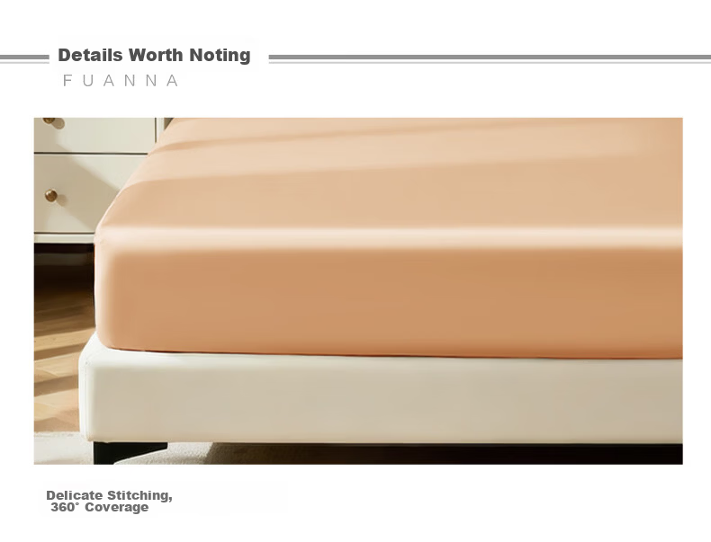 FUANNA Fitted Sheet 140s A-Class Double Yarn Long-Staple Cotton Sateen Mattress Cover Pure Cotton Fitted Sheet 1.8x2m Yellow 14