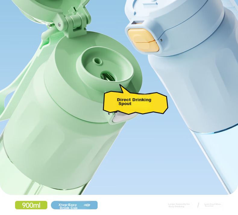 XTEP Sports Water Bottle Kids Kindergarten Plastic Primary School Dual-Use New Straw Cup Summer 19