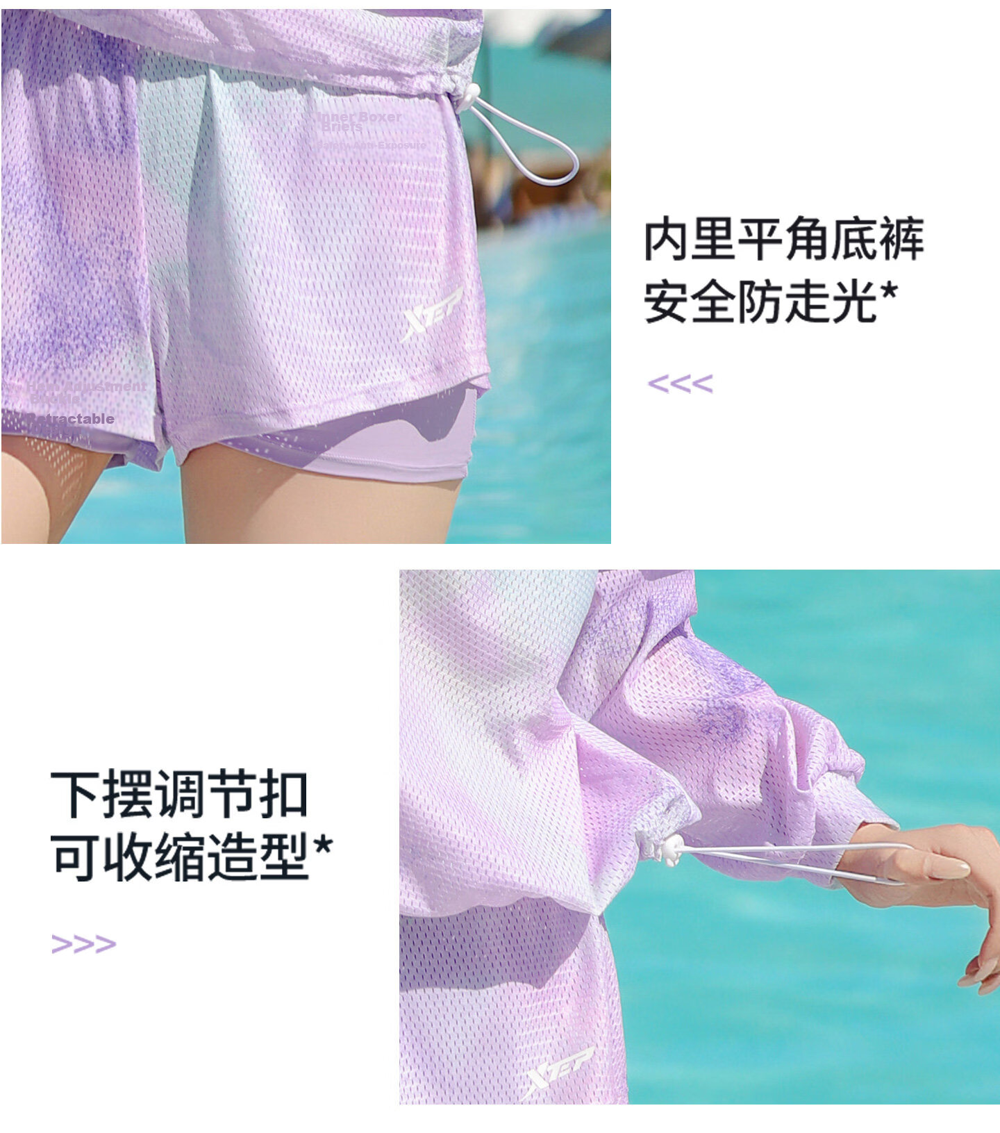 Xtep Women's Long Sleeve Conservative Swimsuit Three-Piece Set Slimming Beach Vacation Swimwear 11