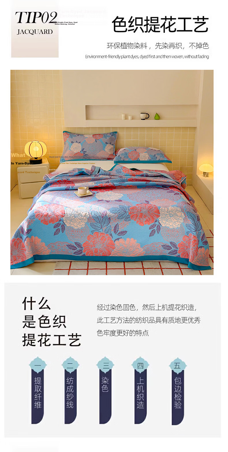 Hongdou Class A Cloud Feel Three-Layer Gauze Towel Quilt Thickened Air Conditioning Blanket Thin Blanket Nap Blanket 1.5*2m Floral 5