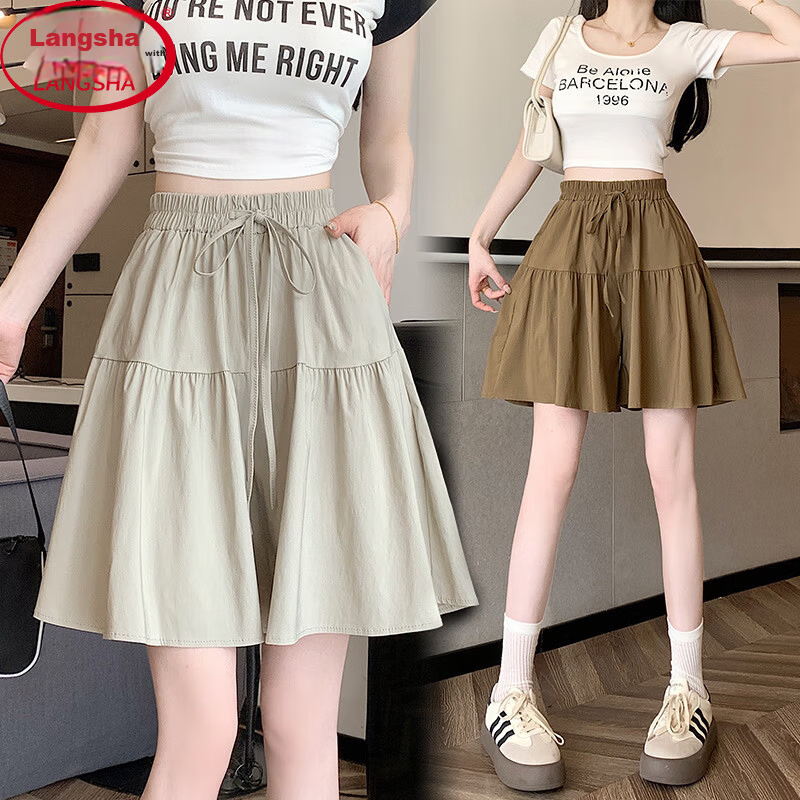 Langsha Yamamoto Women's Skirt Pants Japanese Style Casual Five-Point Shorts Summer Thin High-Waist Slim Fit Petite Shorts