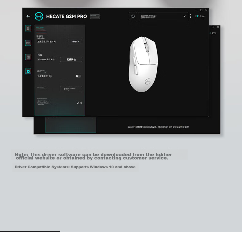 EDIFIER HECATE G2M PRO Wireless Wired Bluetooth Tri-Mode Gaming Office Mouse Dual Micro Switch Low Latency Lightweight Long Battery Life Blue 25