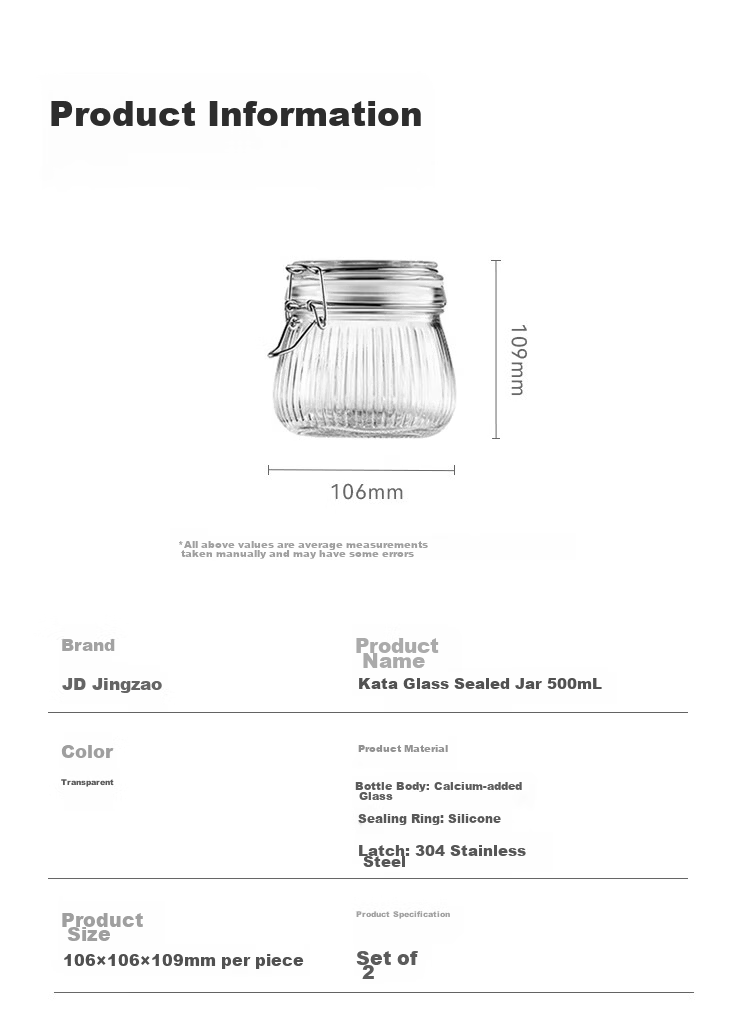 JD Jingzao KATA Glass Sealed Storage Jar Household Glass Bottle Wine Fermentation Pickle Jar 1L 2-Pack 13