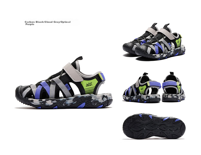 361° Kids Sandals 26 Summer Boys Girls Breathable Closed-Toe Anti-Collision Beach Frame Shoes Black Size 38 40