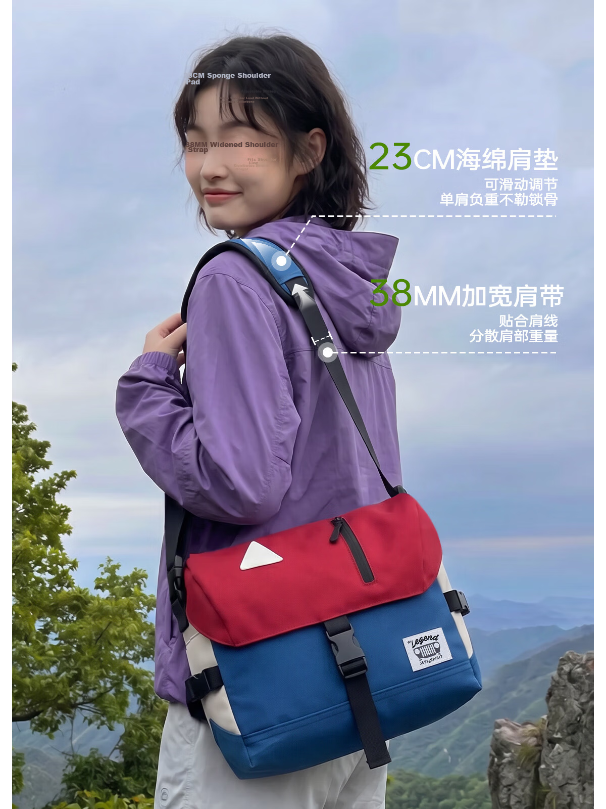 JEEP SPIRIT Outdoor Women's Shoulder Bag 2026 New Trendy Casual Men's Cycling Crossbody Bag Large Capacity Student Bag 26