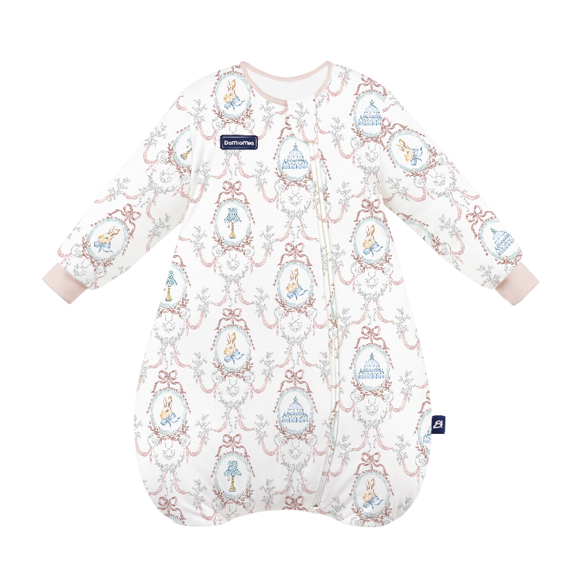 DOMIAMIA Baby Sleeping Bag 2-in-1 Wearable Blanket Spring Summer Short Sleeve Plush Rabbit M 25-30℃