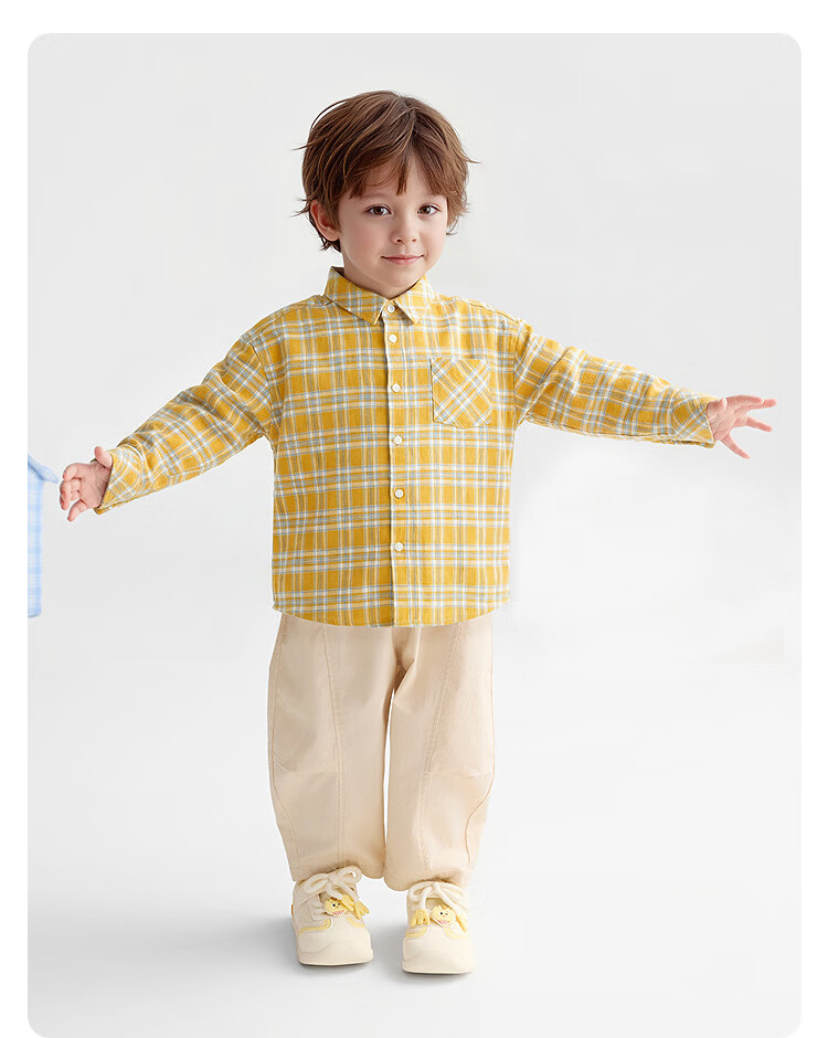 Balabala Kids Long Sleeve Shirt Baby Clothes Boys Girls 2026 New Spring Plaid Shirt Jacket 44