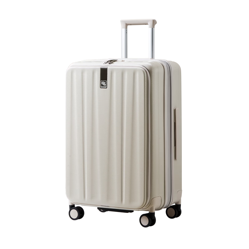 Hanke Expandable Luggage Women Trolley Large Capacity Men Carry-On Suitcase 20 Inch Ivory White Side Opening