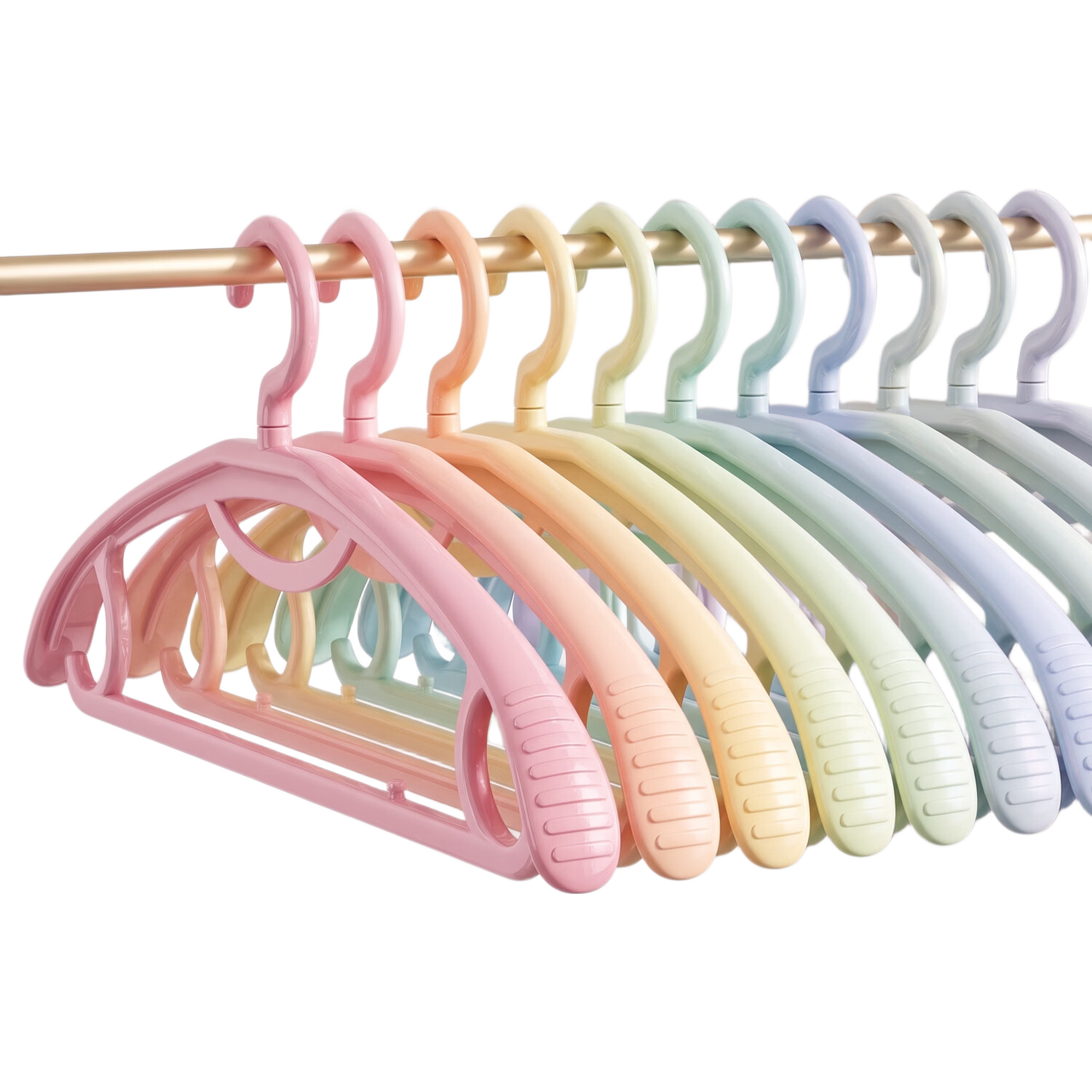 Jiabangshou Rainbow Wide Shoulder Household Non-Marking Thickened Clothes Hangers Dormitory Clothes Rack 14-Pack