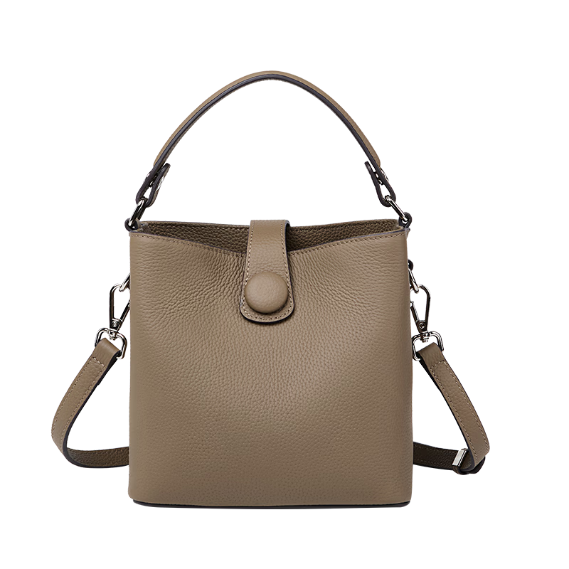 ESUNARTY Genuine Leather Bucket Bag Women 2026 New Handbag Boutique High-End Shoulder Crossbody Bag Birthday Gift for Women