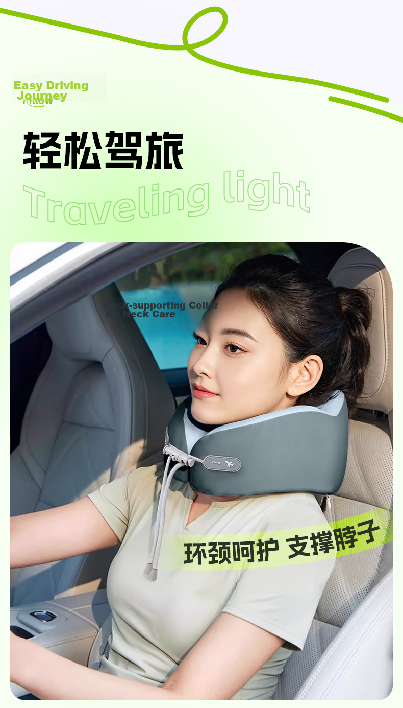 HUIDUODUO U-Shaped Neck Pillow, Airplane Neck Support Pillow, Travel Portable Collapsible U-Shaped Neck Rest, High-Speed Rail Nap Aid 17
