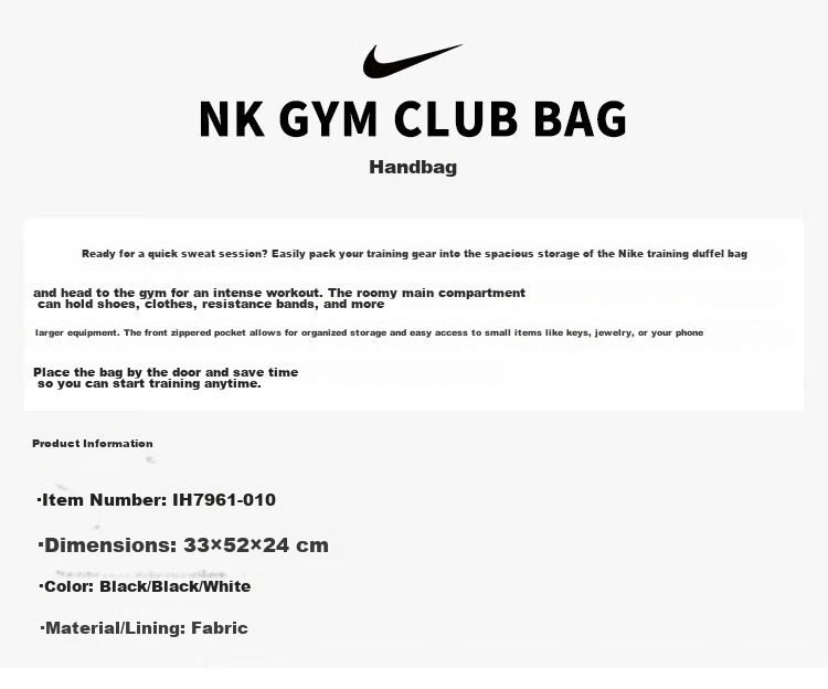 NIKE Women's Single Shoulder Bag Small Shoulder Bag Trendy Versatile Crossbody Casual Bag IH7961-010 Black One Size 1