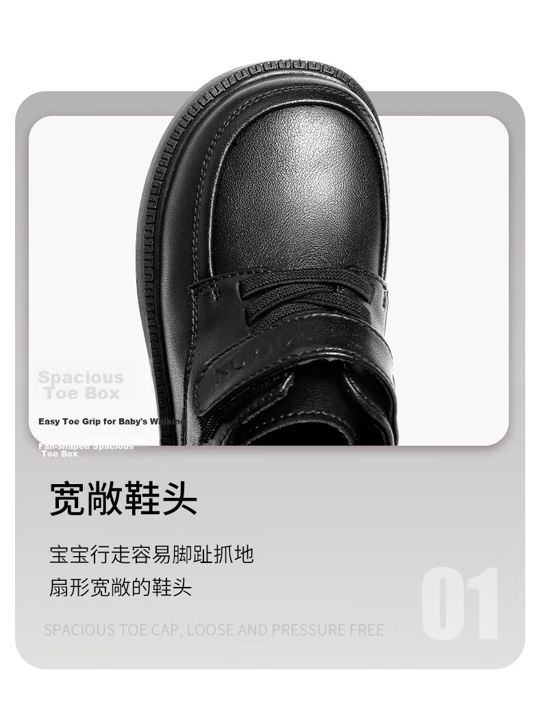 Romon Boys Leather Shoes Spring Autumn New Primary School Boys Soft Sole Children British Style Performance Shoes Black Size 34 6