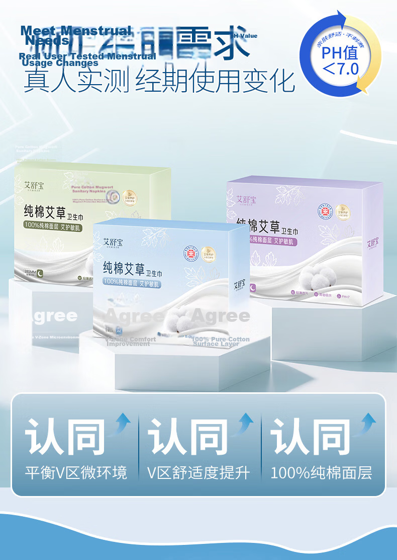 Aishubao Pure Cotton Sanitary Napkins Night Use Ultra Thin 10 Boxes JD Self-operated Wholesale Breathable Menstrual Pads for Students and Young Girls 1