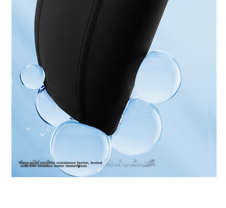 Skechers Swim Cap Unisex Long Hair Fashion Comfortable Fabric Ear Protection Non-Tight Non-Sticky Hair Swim Cap - Glossy Black 18