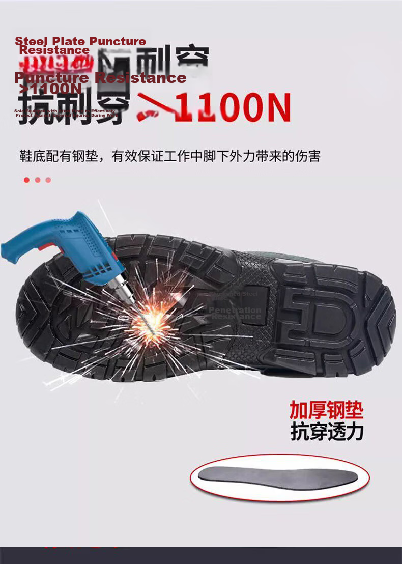 Delixi Electric Men's Leather Suede Safety Work Shoes Steel Toe Cap Steel Plate Sole Anti-Smash Puncture Resistant Slip-Resistant Durable Breathable Comfortable Protective Safety Shoes 7