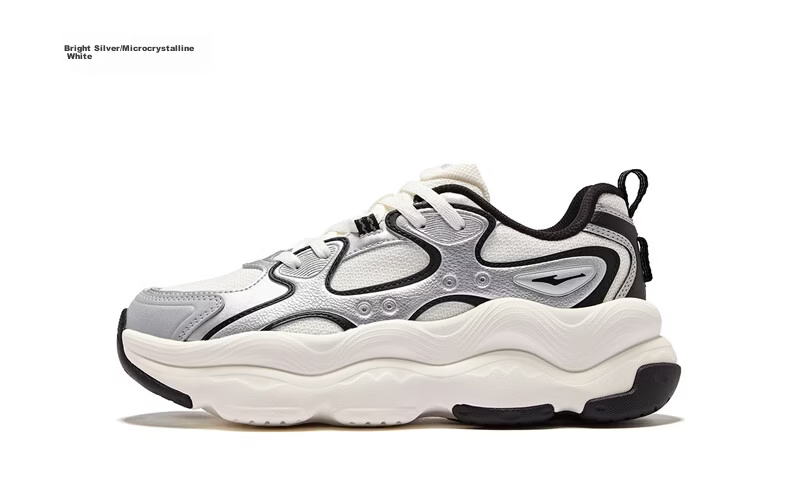 ERKE Women's Sports Shoes Leather Mesh Breathable New Retro Colorblock Street Trend Thick Sole Casual Dad Sneakers | Peach Heart 32