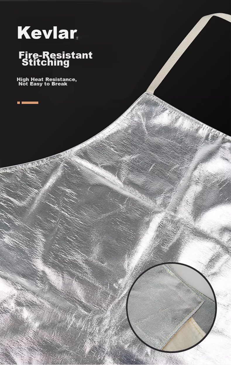 Mandle Heat-Resistant Apron Aluminum Foil High-Temperature Resistant Apron 1000℃ Anti-Scald Heat Protection Aluminum Steel Plant Smelting Protective Clothing Maternity Heat-Resistant Apron Silver 4
