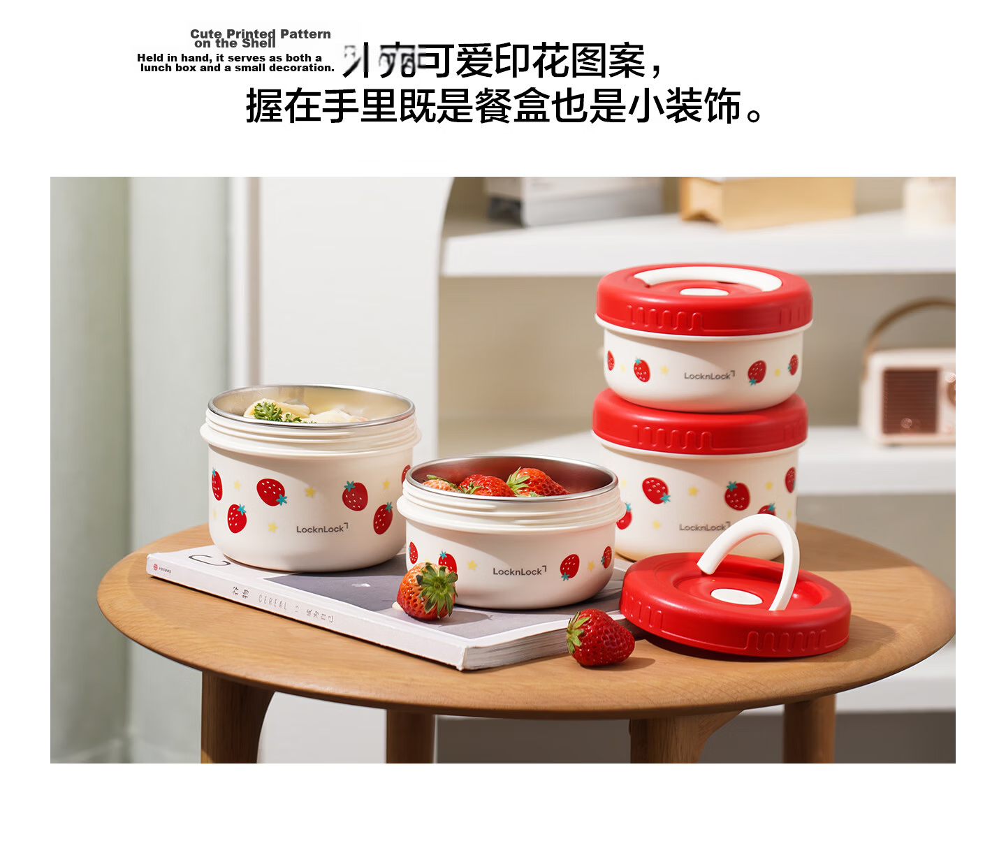 LOCK&LOCK Stainless Steel Insulated Lunch Box Set (500ML+700ML) Gray with Free Lunch Bag 8