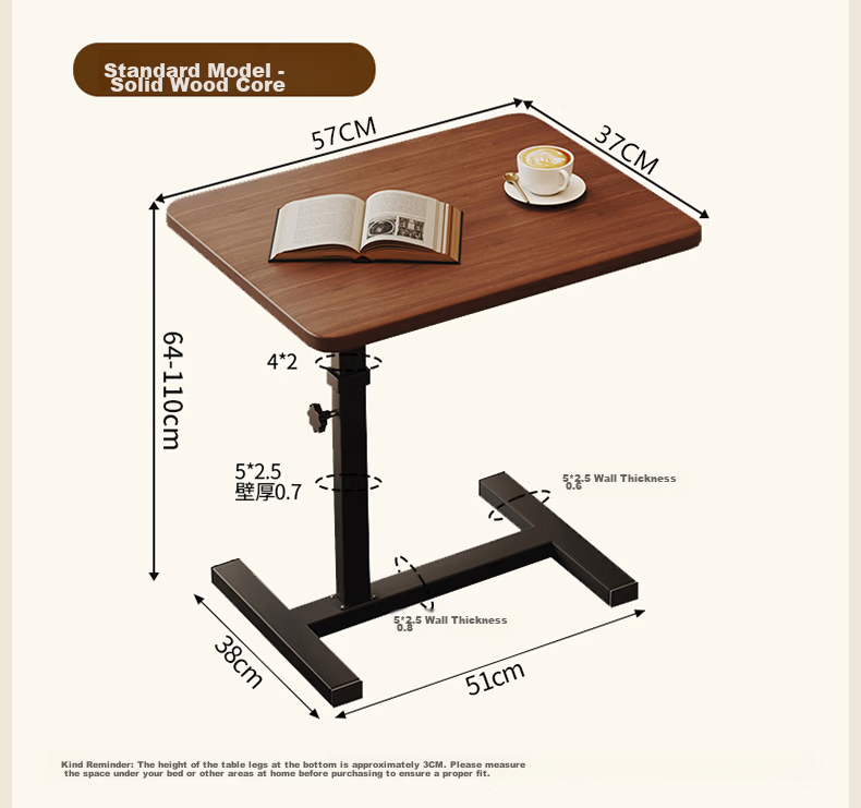 Quanpinwu Adjustable Bedside Table Computer Desk Mobile Foldable Study Writing Desk for Home Bedroom Living Room Sofa 20
