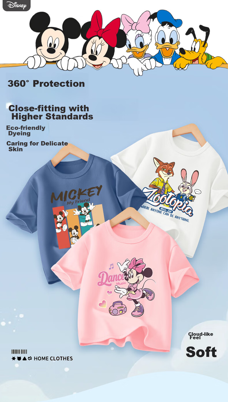 Disney 2-Pack Kids Cotton Short Sleeve T-Shirts Boys Girls Bunny Blue + Judy White Size 140 3