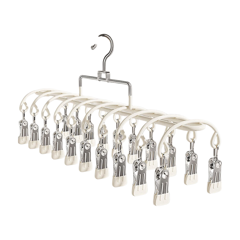 Guangduola Clothes Hanger, Sock Drying Rack, Windproof, Seamless, Stainless Steel, Multi-Head Clothes Clip, Multi-Pin, Student Dormitory Sock Drying Tool