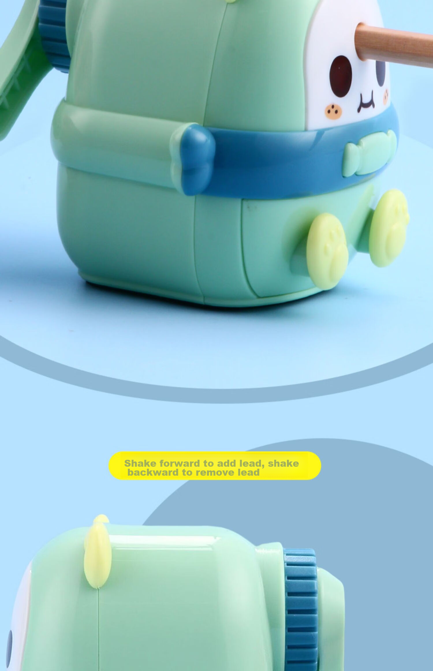 M&G Green Candy Doll Pencil Sharpener APS906P3B Manual Sharpener for Elementary Students Boys Kindergarten Pencil Sharpener 7