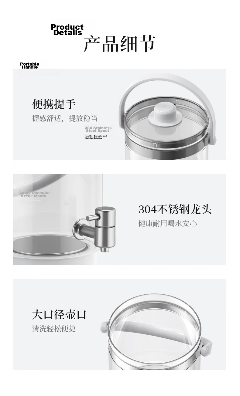 Canbo 3L Health Pot Large Capacity Faucet Flower Tea Kettle Constant Temperature Tea Maker 304 Stainless Steel Heating Plate 48H Insulation Filter Model SLHKSP-3012A(C) 16