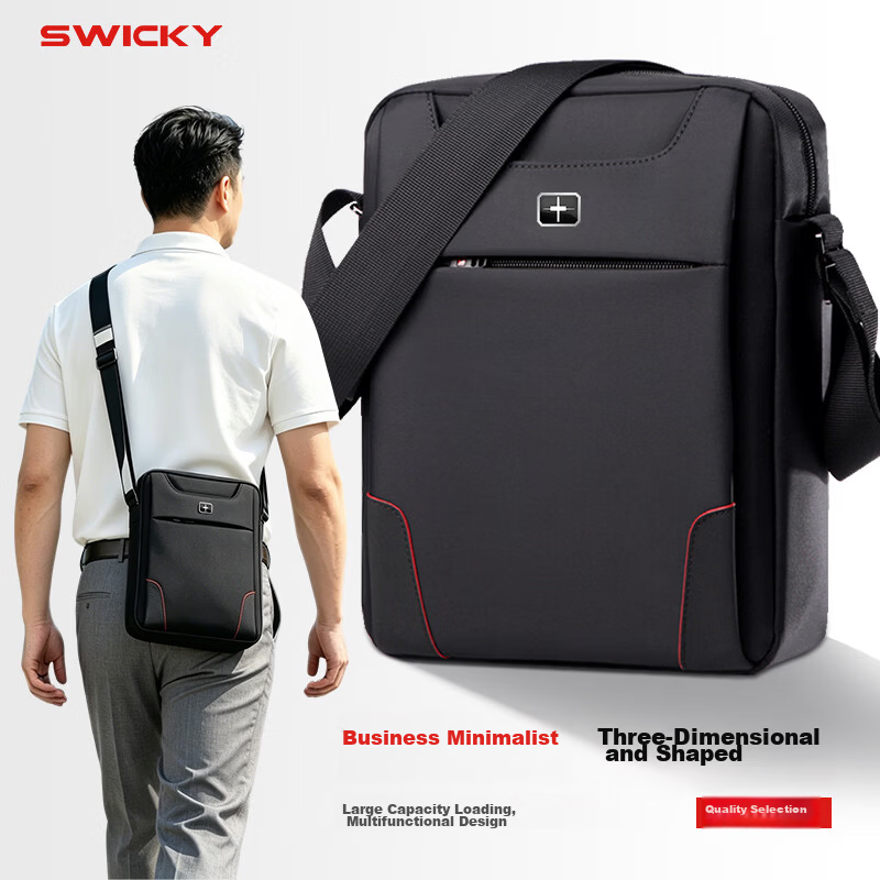SWICKY Swiss Men's Canvas Shoulder Crossbody Bag Business Casual Handbag New Trendy Hanging Bag